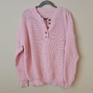 Pink Lily Light Pink Button-Up Sweater